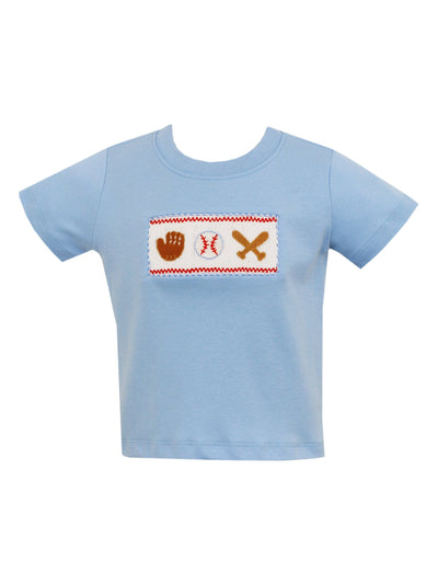 Baseball Smocked Knit T-Shirt - Posh Tots Children's Boutique