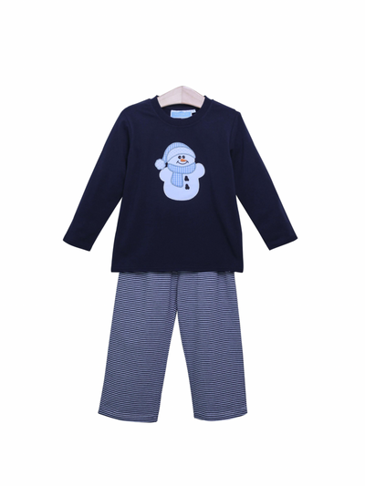 Snowman Blue Pants Set