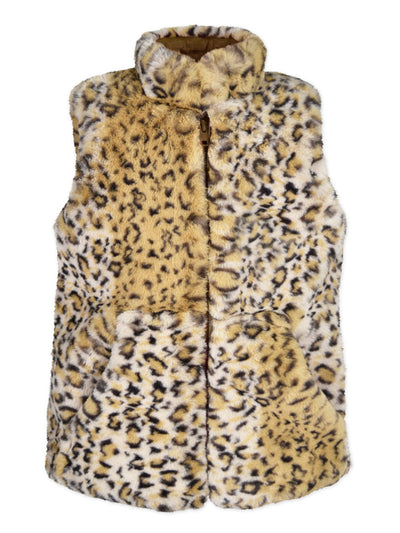 Leopard Faux Fur Zip Up Vest