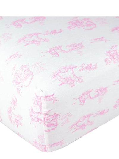 Pink Toile Crib Sheets