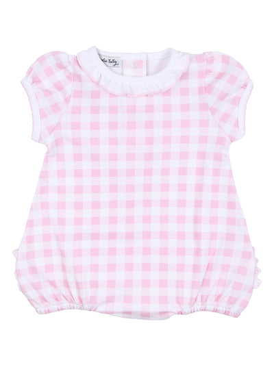 Pink Baby Checks Ruffle Bubble