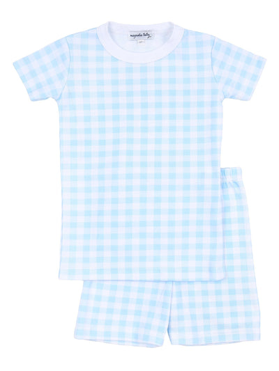 Baby Checks Short Pajama - Blue
