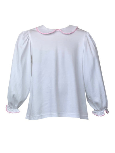 Better Together Blouse - White Pima Knit w/ Pink Ric Rac