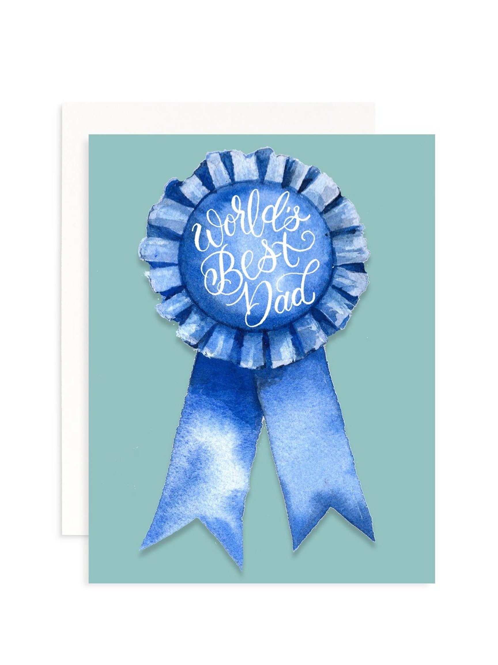 World's Best Dad Blue Ribbon Greeting Card