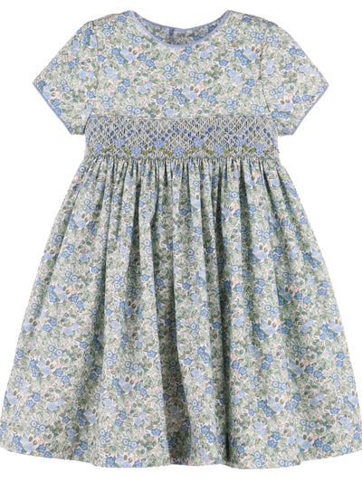 Forest Green & Navy Smocked Dress