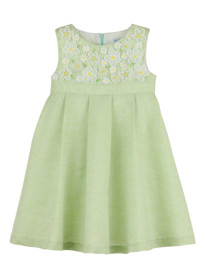 Flower Embellished Dress - Lime
