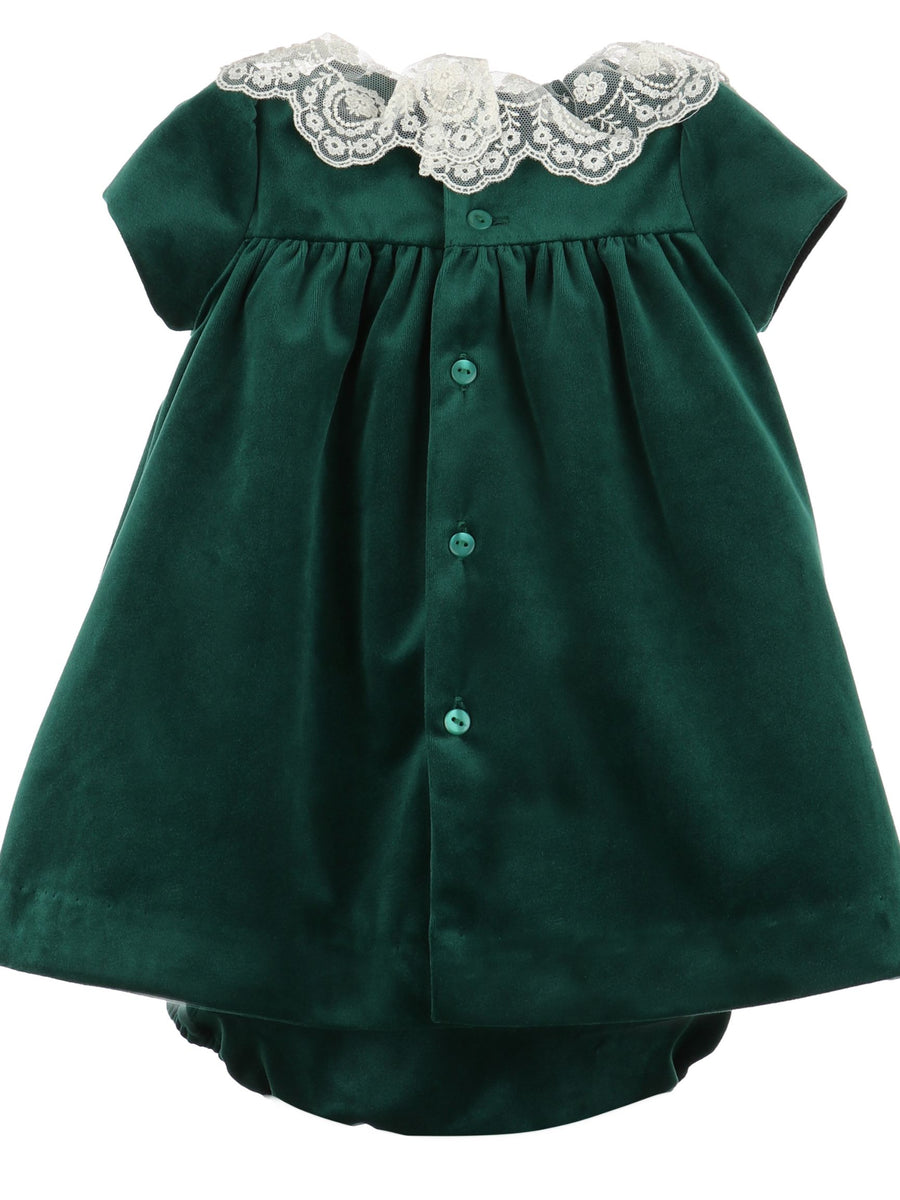 Deluxe Velvet Float Dress - Green | Posh Tots Children's Boutique