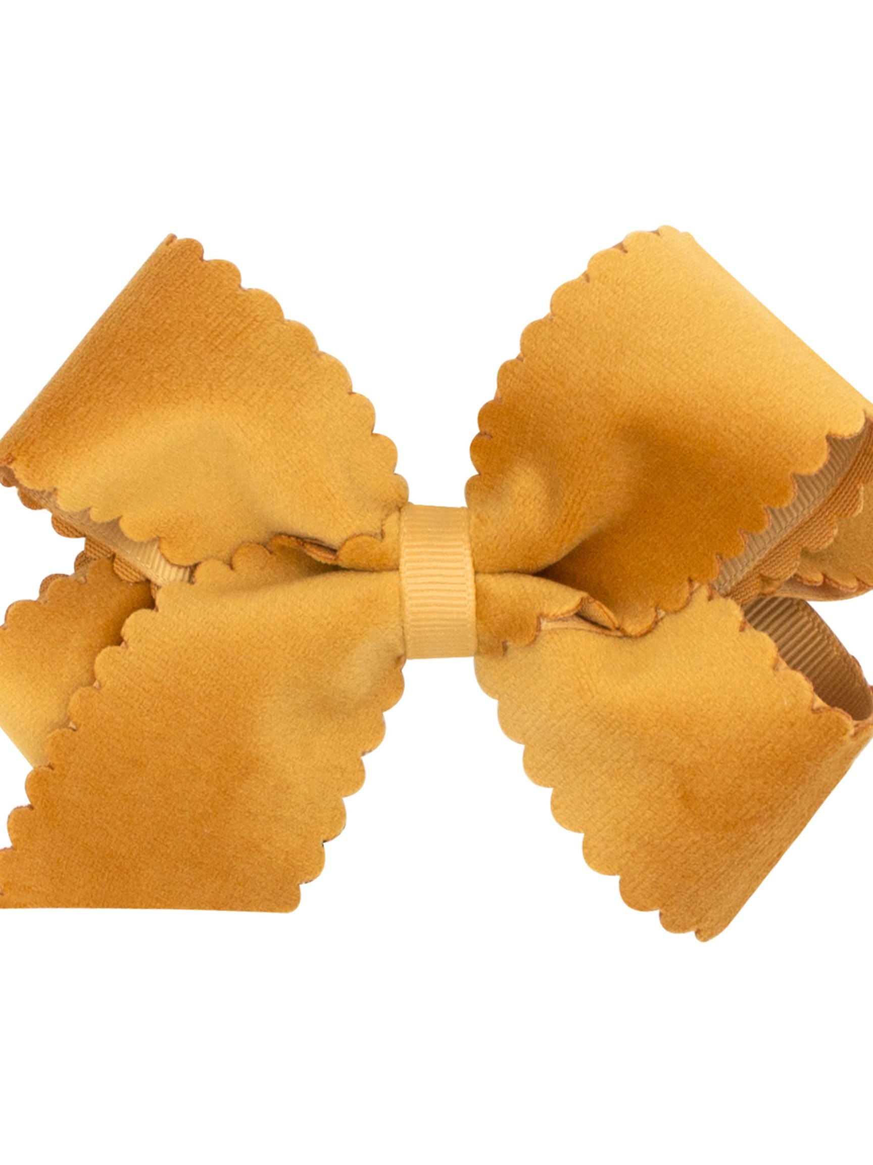 Scalloped Edge Faux Velvet Bow