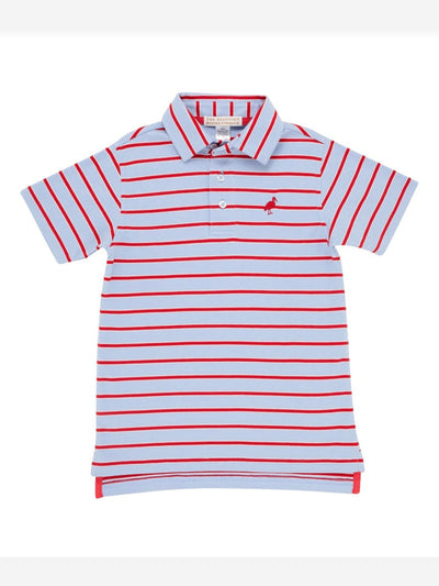 Prim and Proper Polo - Broward Blue Stripe - Posh Tots Children's Boutique