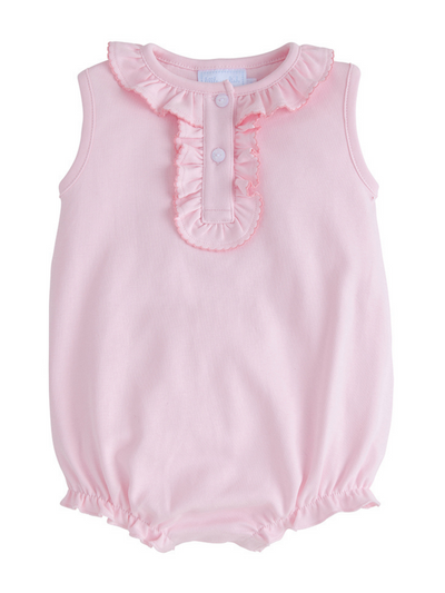 Ruffled Henley Bubble - Solid Light Pink
