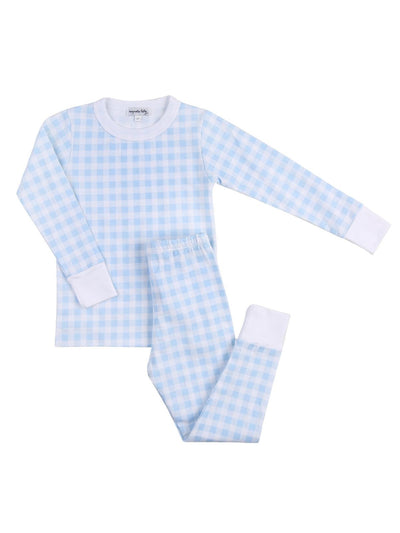 Baby Checks Long Pajama - Blue