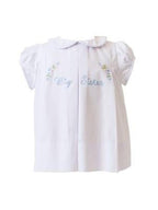 Big Sister Dress, White with Blue