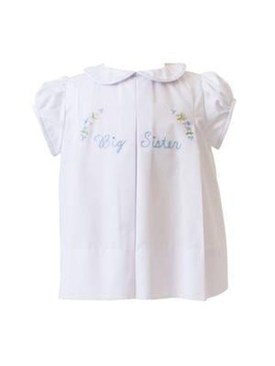 Big Sister Dress, White with Blue