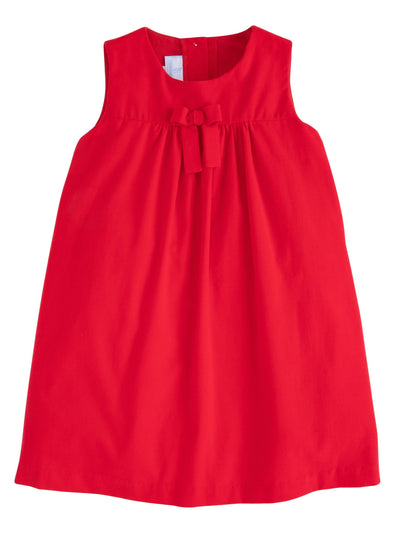 Pleated Bow Jumper - Red Corduroy - Posh Tots Children's Boutique
