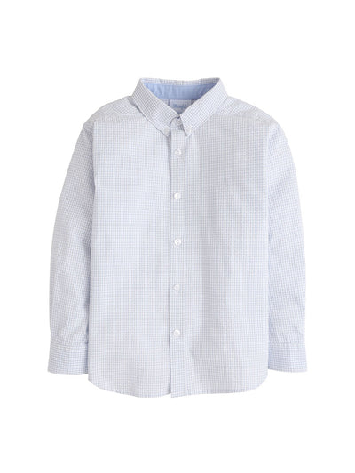 Button Down Shirt - Light Blue Seersucker Gingham