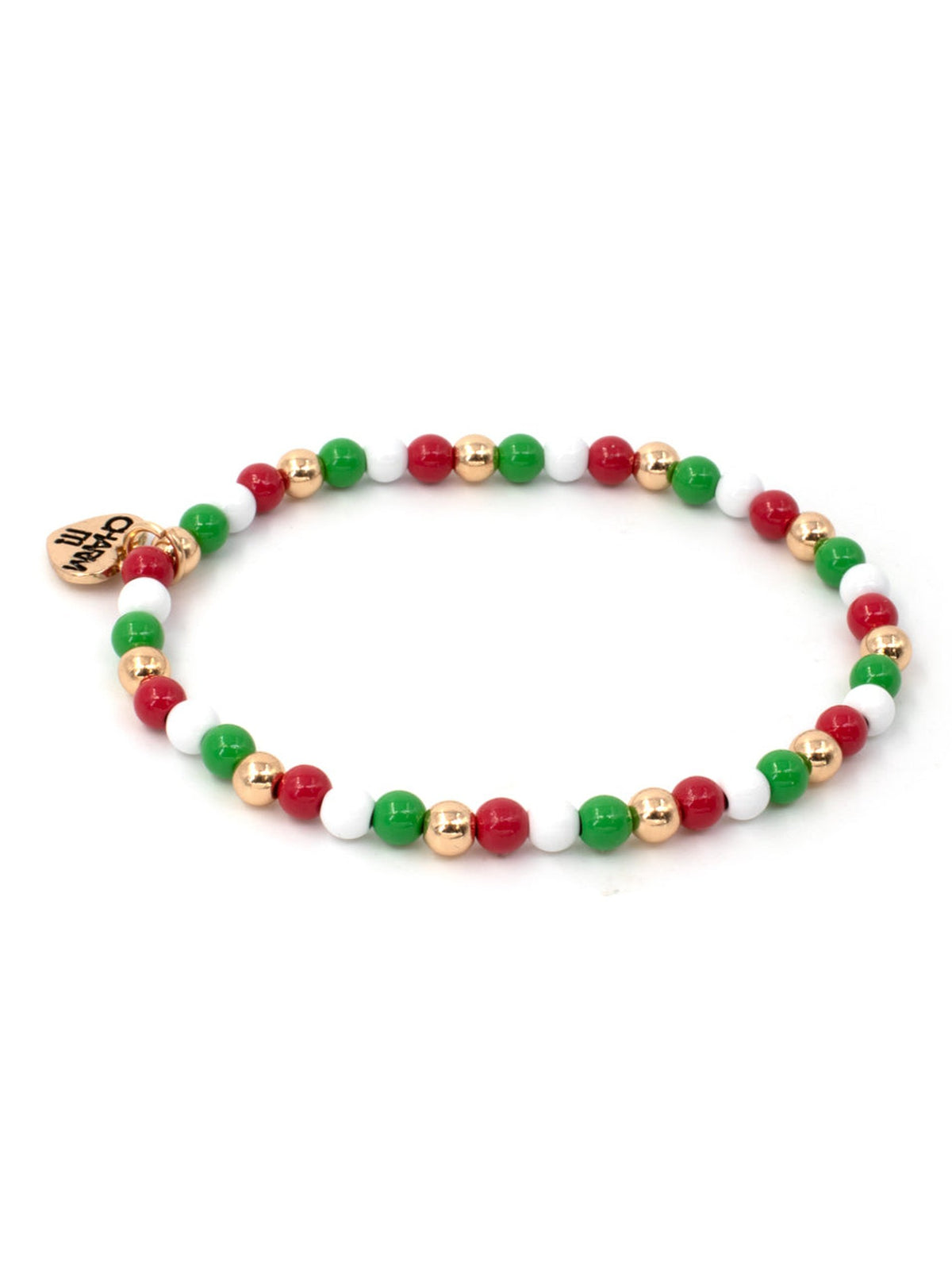 Gold Christmas Stretch Bead Bracelet - Posh Tots Children's Boutique