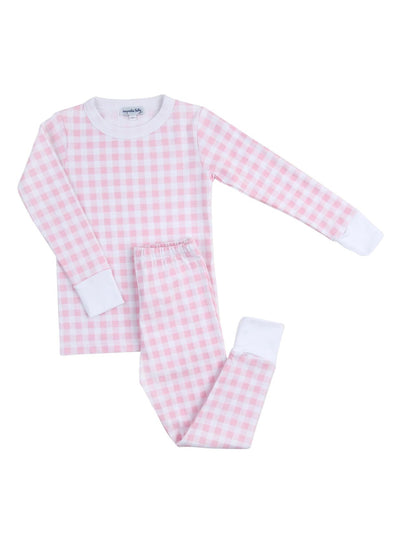 Baby Checks Long Pajama - Pink