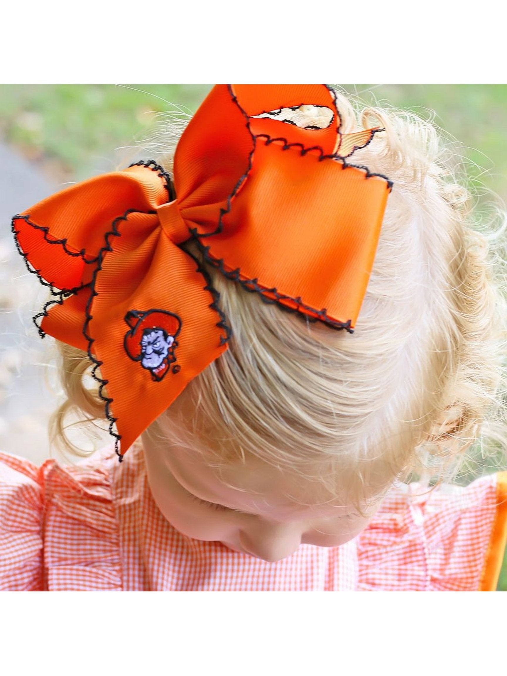 Moonstitch Embroidered Grosgrain Bow - Collegiate