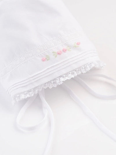 Floral Buillion & Lace Bonnet - Posh Tots Children's Boutique