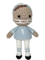 Football Player Bamboo Crochet Rattle