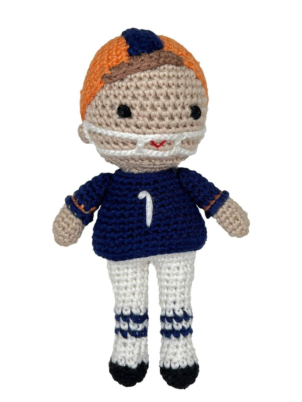 Football Player Bamboo Crochet Rattle