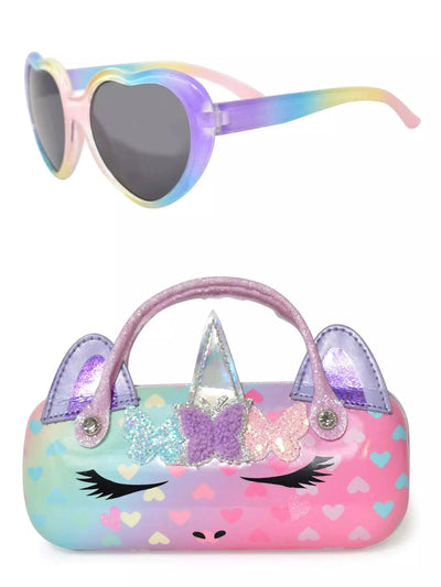 Miss Gwen's Unicorn Ombre Heart-Printed Sunglasses & Case