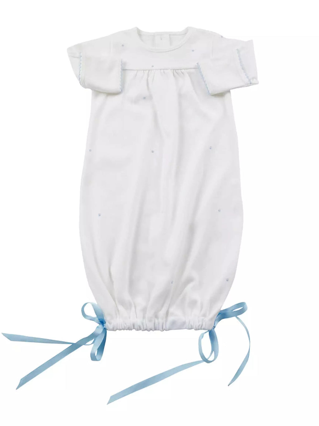 Grayson Knit Gown - Pink or Blue Trim - Posh Tots Children's Boutique