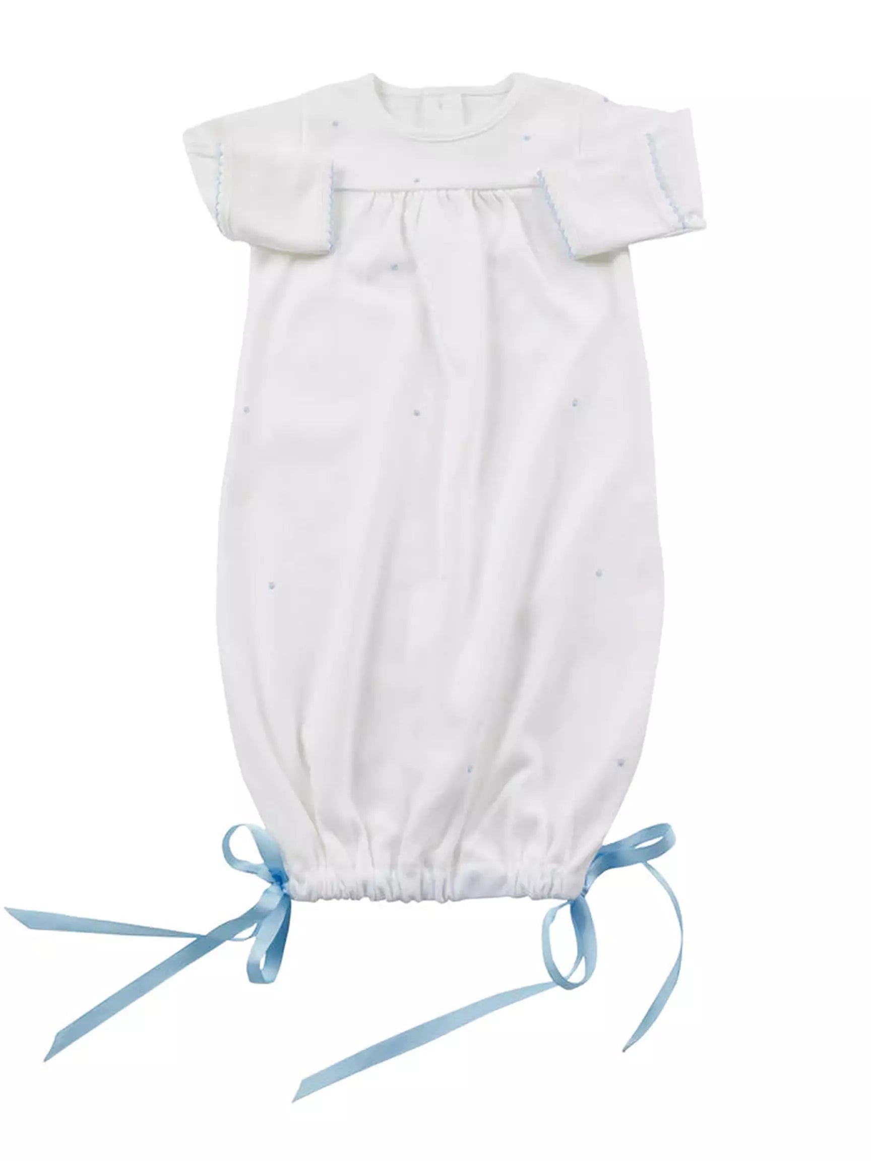 Grayson Knit Gown - Pink or Blue Trim - Posh Tots Children's Boutique