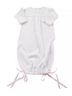 Grayson Knit Gown - Pink or Blue Trim - Posh Tots Children's Boutique