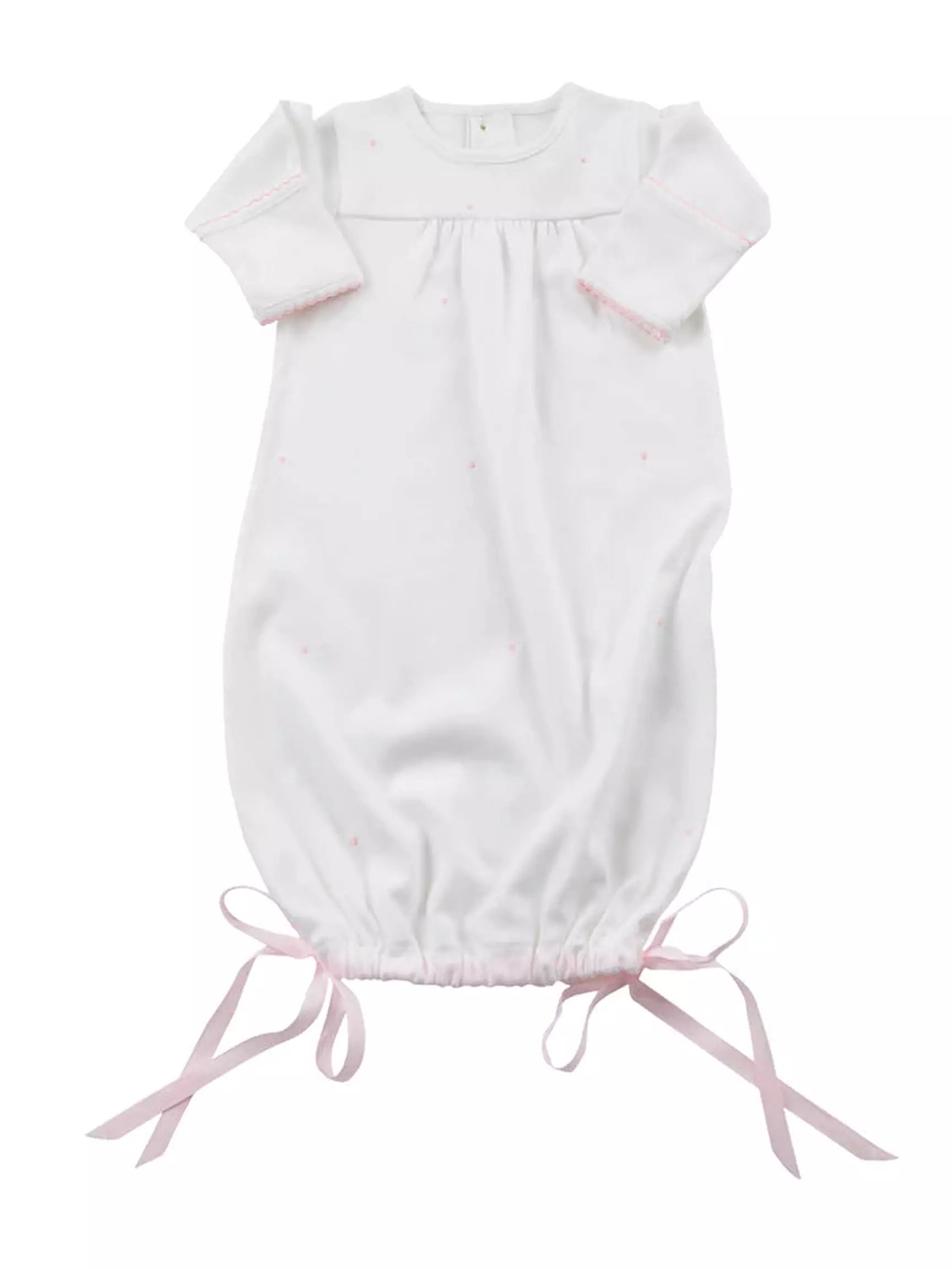 Grayson Knit Gown - Pink or Blue Trim - Posh Tots Children's Boutique