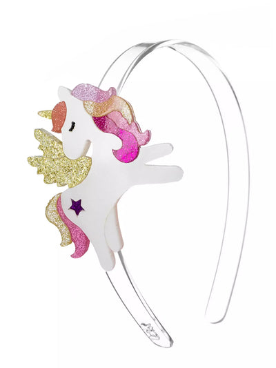 Unicorn Winged Coral Glitter Headband - Posh Tots Children's Boutique
