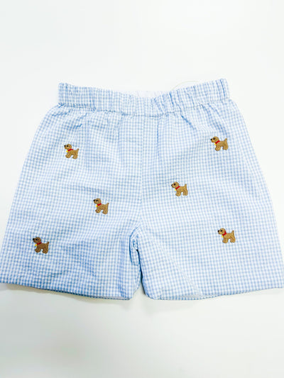 Dog Embroidered Pull On Shorts
