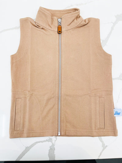Knit Zipper Vest w/Leather Tab