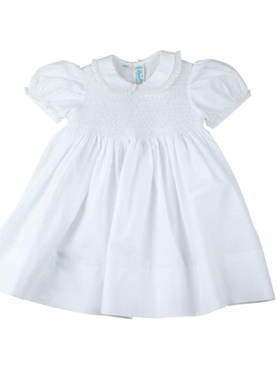 Lacy Smocked Dress, White