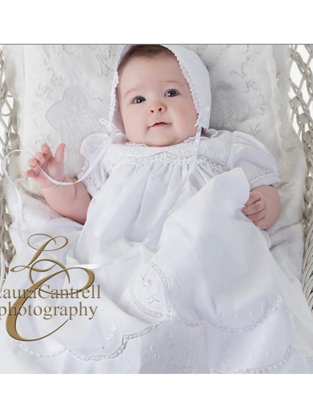 Scalloped Lace Christening Gown Set