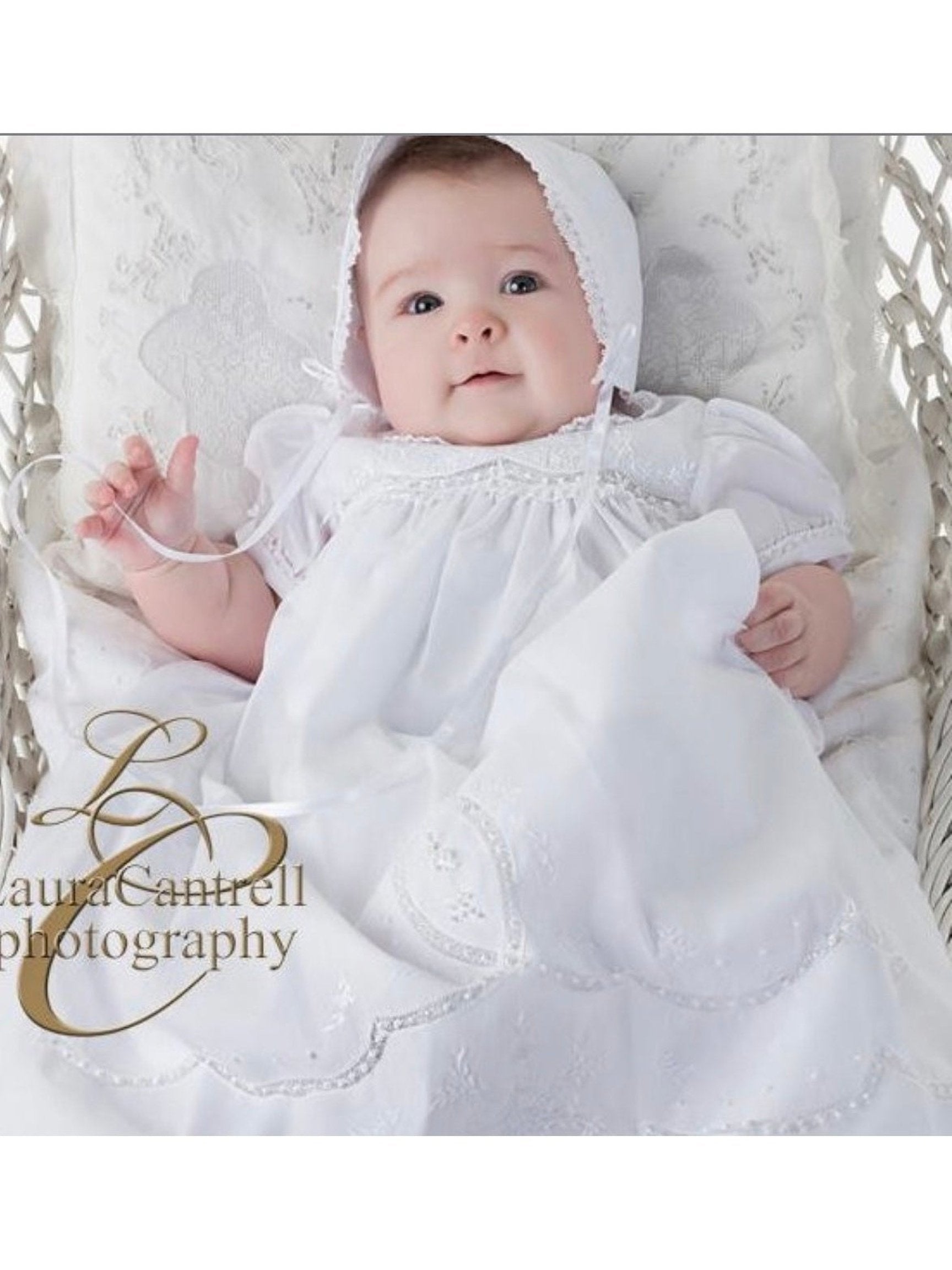 Scalloped Lace Christening Gown Set