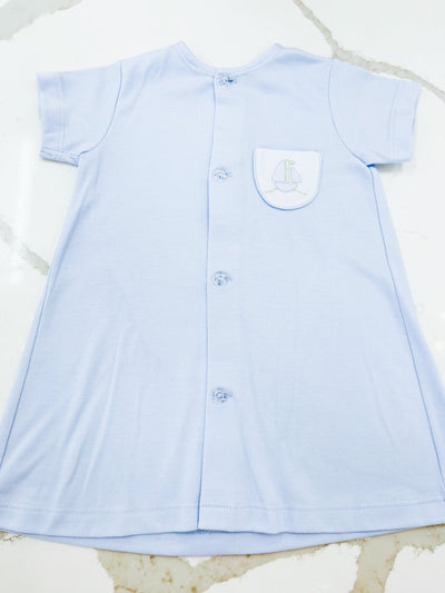 Blue Knit Daygown - Boat on the Water