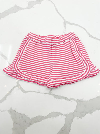 Hot Pink Stripe Ruffle Shorts