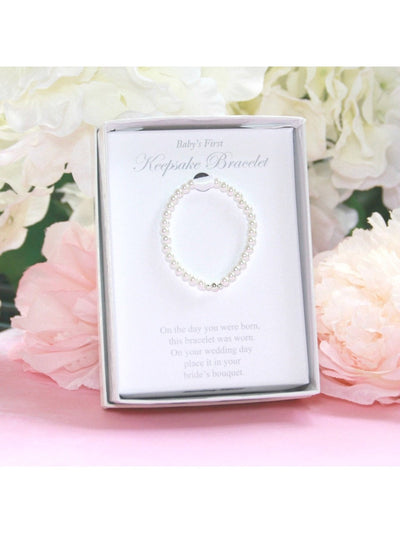 Sterling Beads Glass Pearls Infant Keepsake Bracelet