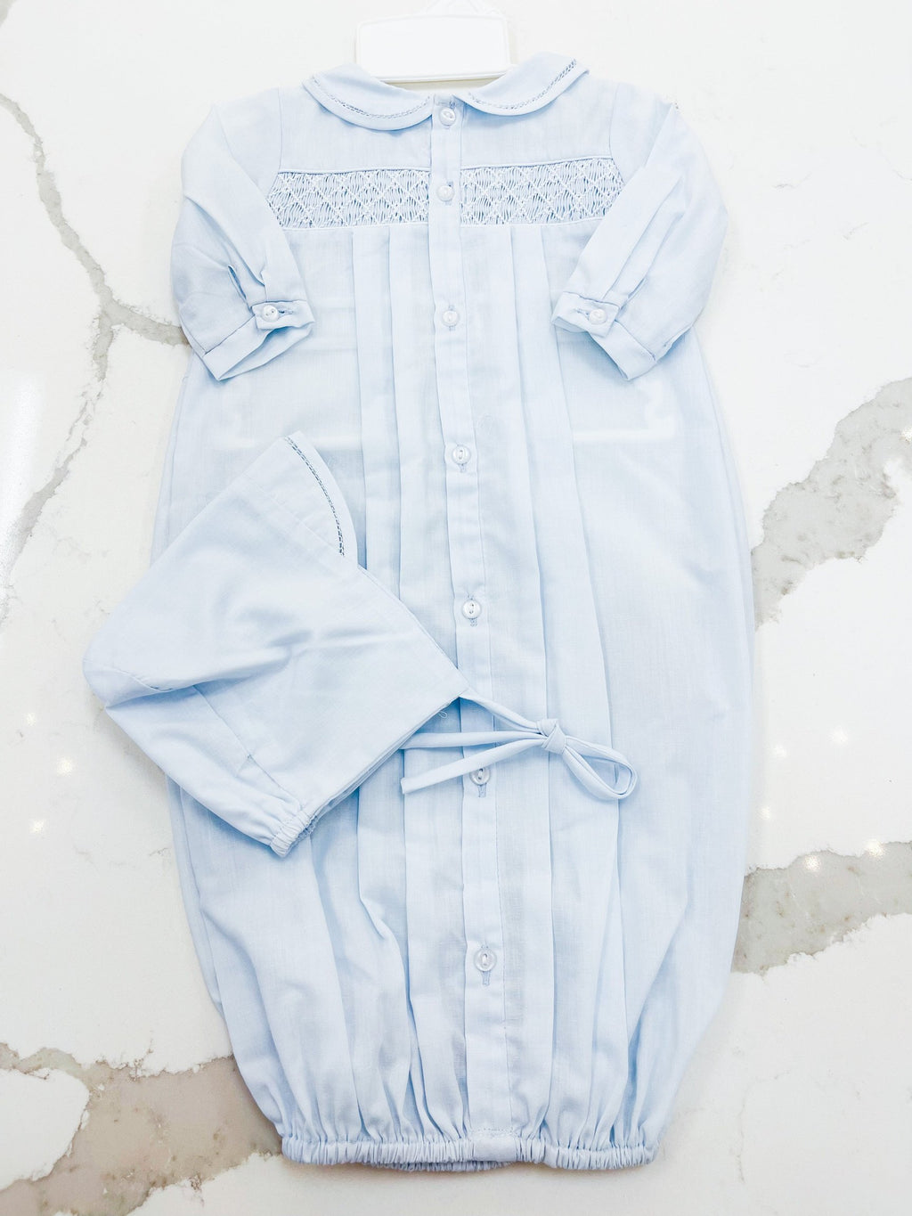 Blue Smocked Converter Gown Set