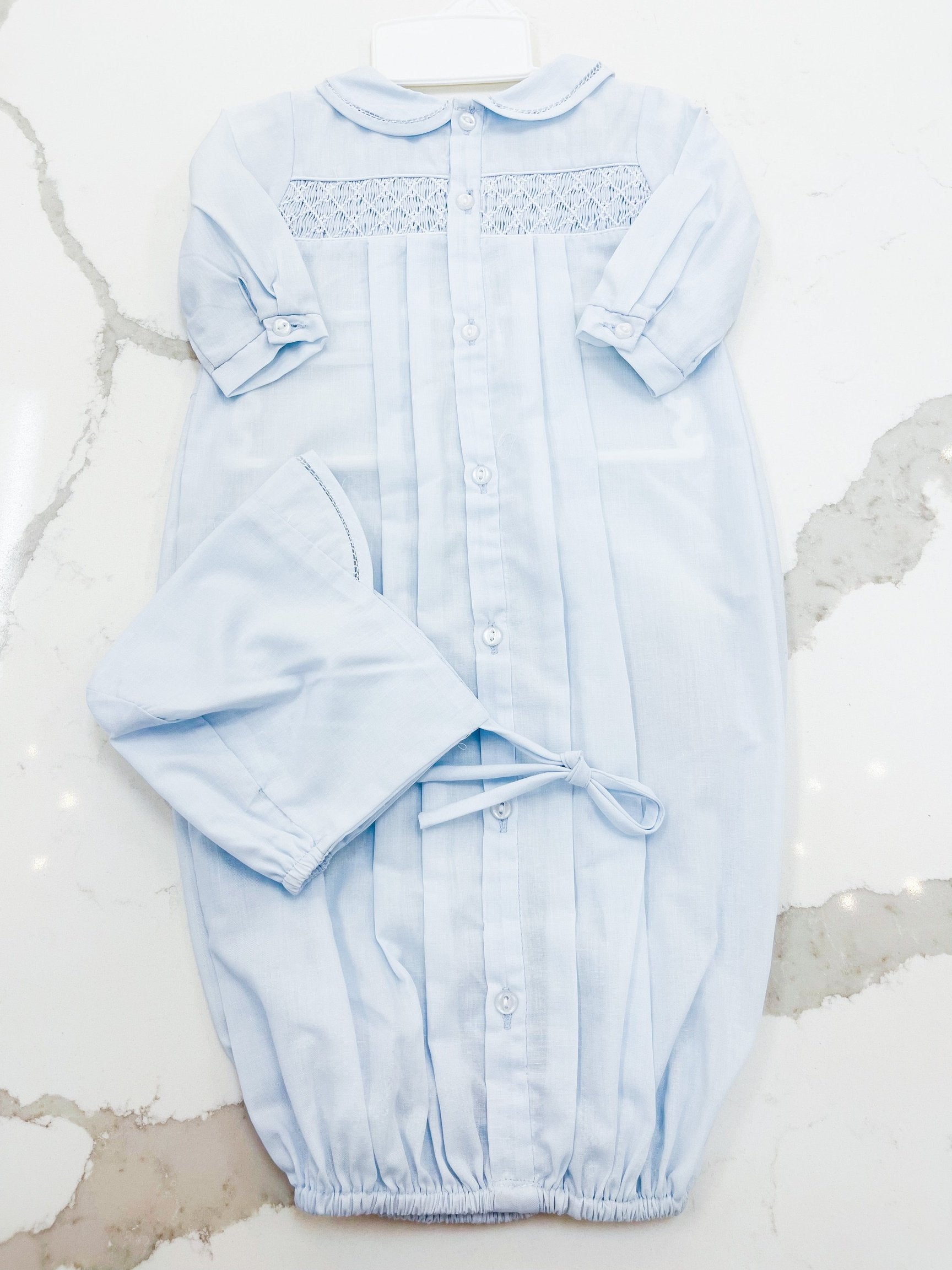 Blue Smocked Converter Gown Set