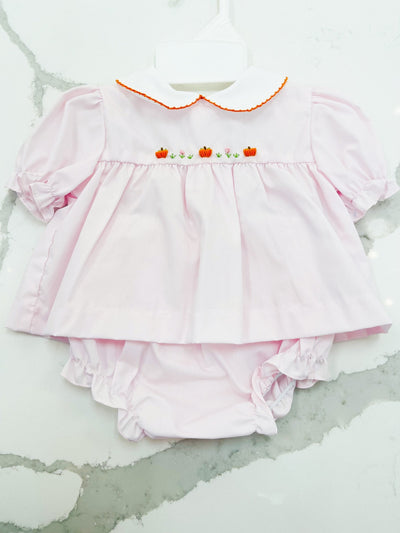 Pumpkin Embroidered Girl Diaper Set