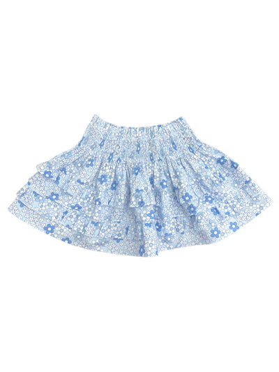 Smocked Ruffle Skirt - Blue Floral