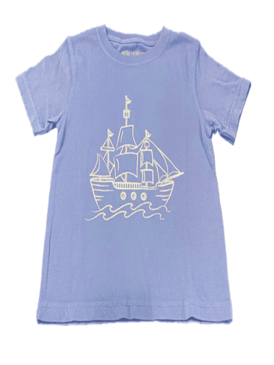 Blue Pirate Ship S/S Graphic Tee
