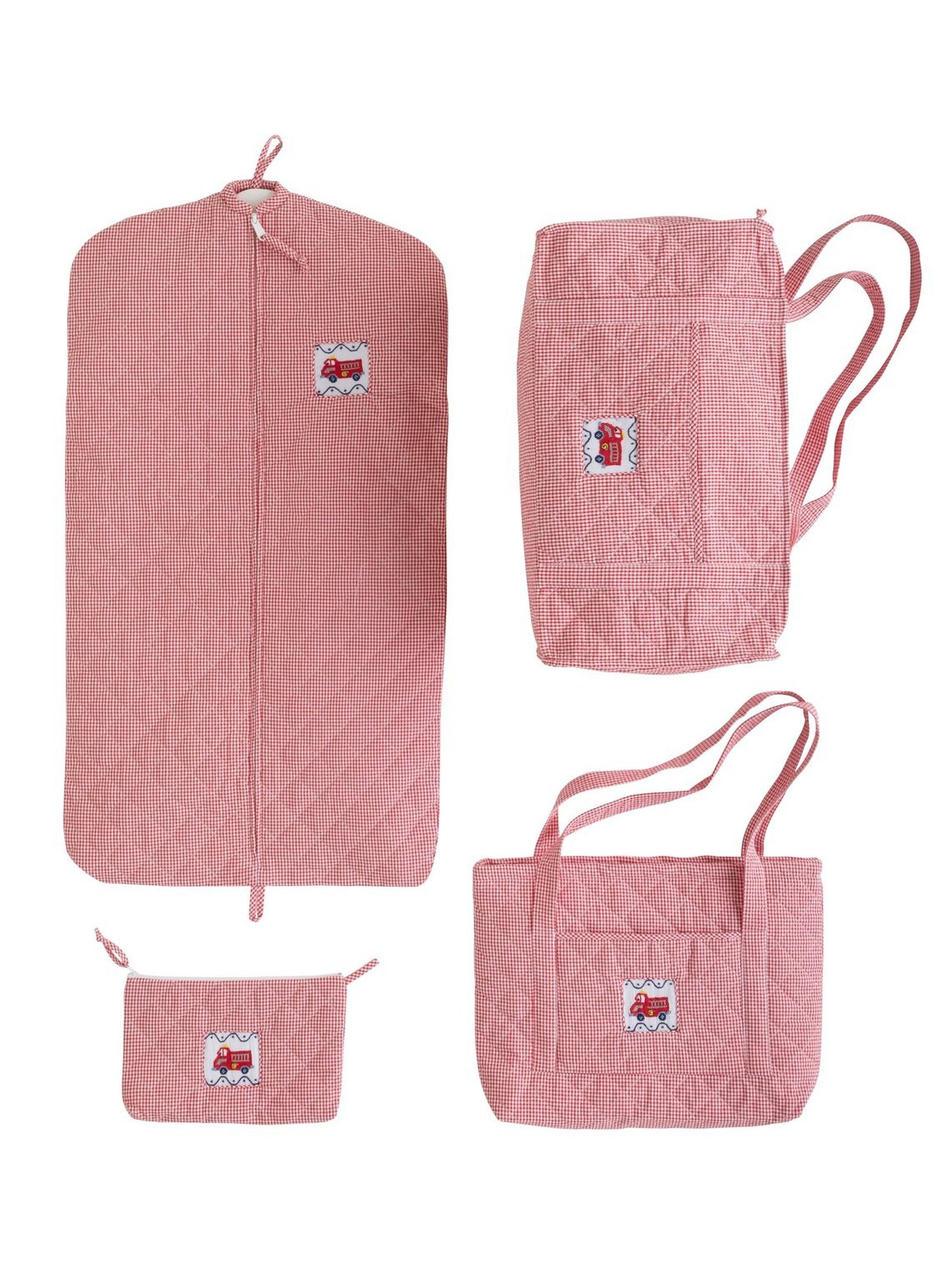 Quilted Luggage - Red Firetruck