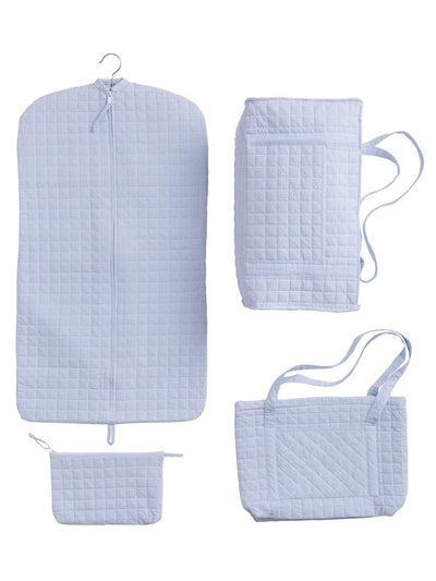 Quilted Luggage - Light Blue Set