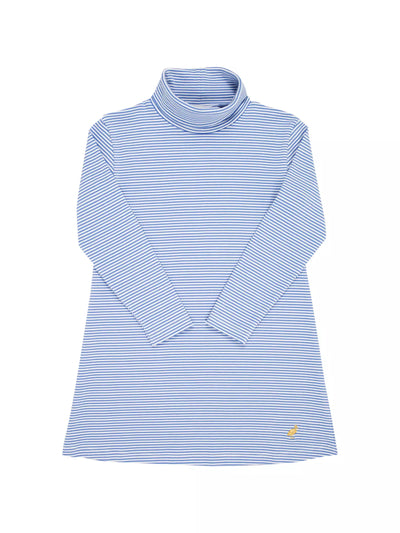 Tatum's Turtleneck Dress - Barbados Blue Stripe - Posh Tots Children's Boutique