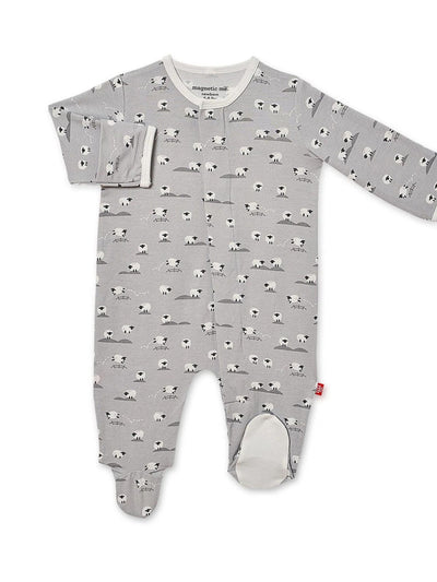 Gray Baa Baby Modal Magnetic Footie