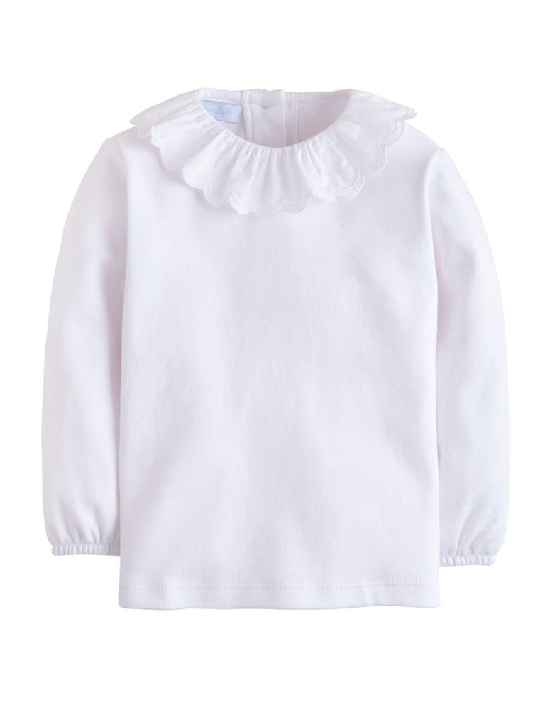 Vive La Fete Princess Carriage Smocked White Knit Ruffle Long Sleeve Girls Tee Shirt 2