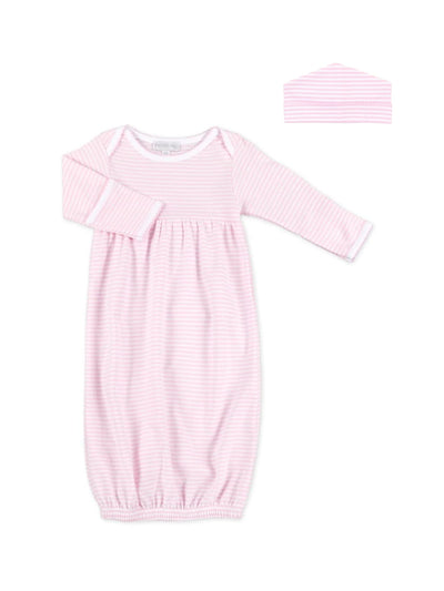 Mini Stripes Essentials Gown & Hat - Light Pink/White